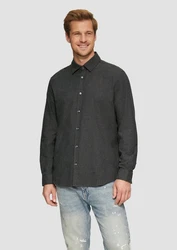 s.Oliver Langarmhemd Regular Fit Dunkelgrau/Grau/Schwarz