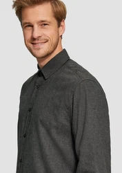 s.Oliver Langarmhemd Regular Fit Dunkelgrau/Grau/Schwarz