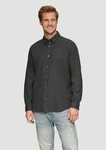 s.Oliver Langarmhemd Regular Fit Dunkelgrau/Grau/Schwarz