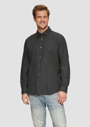 s.Oliver Langarmhemd Regular Fit Dunkelgrau/Grau/Schwarz