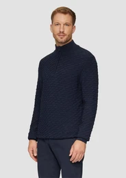 Strickpullover Strukturierter Pullover mit Half-Zip Rippblende