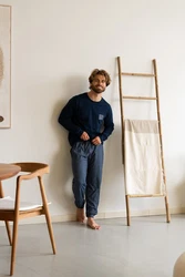 Phil & Co. Pyjamahose Mix & Match Dunkelblau/Grau/Blau