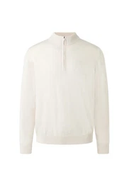 MAERZ Muenchen Strickpullover Stehkragen Zip Weiß/Creme/Khaki/Beige