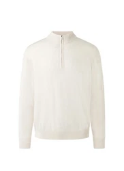 MAERZ Muenchen Strickpullover Stehkragen Zip Weiß/Creme/Khaki/Beige