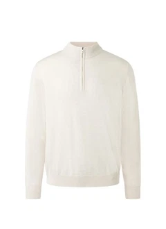 MAERZ Muenchen Strickpullover Stehkragen Zip Weiß/Creme/Khaki/Beige MAERZ Muenchen Strickpullover Stehkragen Zip Weiß/Creme/Khaki/Beige