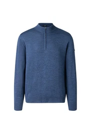 MAERZ Muenchen Strickpullover Stehkragen Zip Blau/Hellblau/Dunkelblau