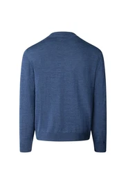 MAERZ Muenchen Strickpullover Stehkragen Zip Blau/Hellblau/Dunkelblau