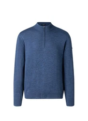 MAERZ Muenchen Strickpullover Stehkragen Zip Blau/Hellblau/Dunkelblau