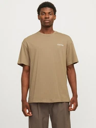 JACK & JONES T-Shirt 'JJEBradley' khaki/rosa/weiß