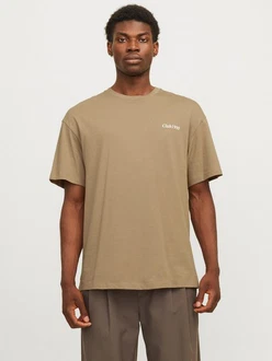JACK & JONES T-Shirt 'JJEBradley' khaki/rosa/weiß