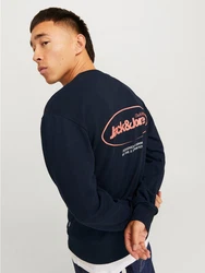 Jack & Jones Sweatshirt JJEBRADLEY GRAPHIC SWEAT CREW NOOS Dunkelblau/Hellblau/Grau/Dunkelrot