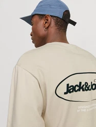 Jack & Jones Sweatshirt JJEBRADLEY GRAPHIC SWEAT CREW NOOS Khaki/Hellgrün/Beige
