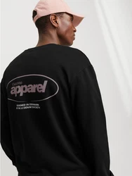 Jack & Jones Sweatshirt JJEBRADLEY GRAPHIC SWEAT CREW NOOS Schwarz