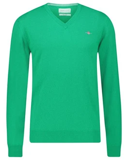 Gant Strickpullover Superfine Lambswool V-Neck Türkis/Grün/Neonfarben