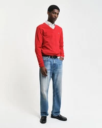 Gant Strickpullover Superfine Lambswool V-Neck Rot
