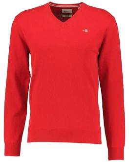 Gant Strickpullover Superfine Lambswool V-Neck Rot Gant Strickpullover Superfine Lambswool V-Neck Rot