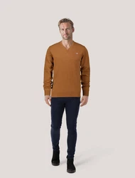 Gant Strickpullover Superfine Lambswool V-Neck Orange/Braun