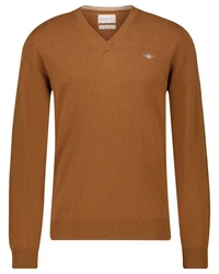 Gant Strickpullover Superfine Lambswool V-Neck Orange/Braun