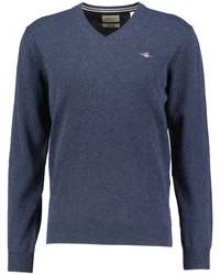 Gant Strickpullover Superfine Lambswool V-Neck Dunkel Marine Melange