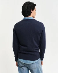 Gant Strickpullover Superfine Lambswool V-Neck Dunkel Marine Melange