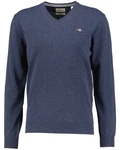 Gant Strickpullover Superfine Lambswool V-Neck Dunkel Marine Melange