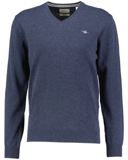 Gant Strickpullover Superfine Lambswool V-Neck Dunkel Marine Melange Gant Strickpullover Superfine Lambswool V-Neck Dunkel Marine Melange