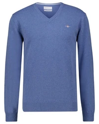 Gant Strickpullover Superfine Lambswool V-Neck Hellblau/Blau/Dunkelblau
