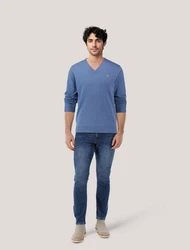 Gant Strickpullover Superfine Lambswool V-Neck Hellblau/Blau/Dunkelblau