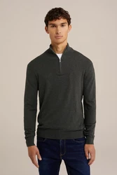 WE Fashion Sweater Dunkelgrau/Grau/Dunkelgrün
