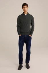 WE Fashion Sweater Dunkelgrau/Grau/Dunkelgrün