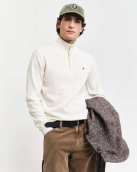 Gant Strickpullover Herren Troyer Creme/Khaki/Weiß/Beige