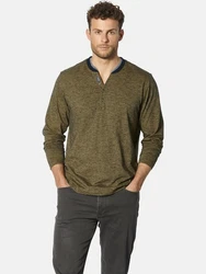 Babista Langarmshirt OLINDONI mit Henley-Ausschnitt dunkelgelb gestreift