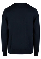 HECHTER PARIS Strickpullover mit Rundhals-Ausschnitt Dunkelblau/Blau