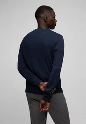 HECHTER PARIS Strickpullover mit Rundhals-Ausschnitt Dunkelblau/Blau