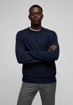 HECHTER PARIS Strickpullover mit Rundhals-Ausschnitt Dunkelblau/Blau