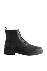 Next Brogue-Schnürstiefel Schnürstiefelette Schwarz/Dunkelgrau