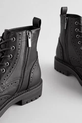 Next Brogue-Schnürstiefel Schnürstiefelette Schwarz/Dunkelgrau