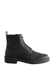 Next Brogue-Schnürstiefel Schnürstiefelette Schwarz/Dunkelgrau