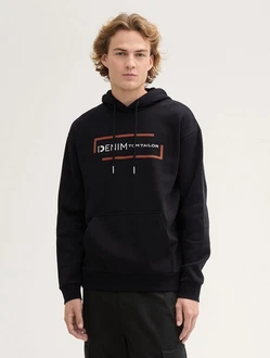 TOM TAILOR Denim Sweatshirt Hoodie mit Print Lila/Orange/Schwarz/Beige