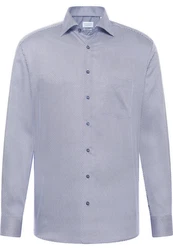 Eterna Langarmhemd Modern Fit Grau/Hellblau/Blau