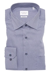 Eterna Langarmhemd Modern Fit Grau/Hellblau/Blau