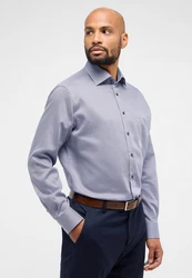 Eterna Langarmhemd Modern Fit Grau/Hellblau/Blau