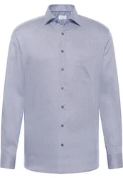 Eterna Langarmhemd Modern Fit Grau/Hellblau/Blau