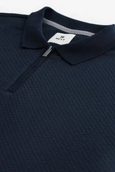Next Poloshirt Strukturiertes Polo-Shirt Dunkelblau/Blau/Hellblau