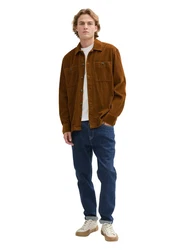 TOM TAILOR Denim Langarmhemd Cord Overshirt Orange/Braun/Dunkelbraun