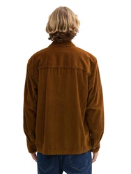 TOM TAILOR Denim Langarmhemd Cord Overshirt Orange/Braun/Dunkelbraun