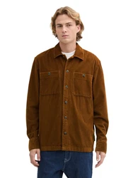 TOM TAILOR Denim Langarmhemd Cord Overshirt Orange/Braun/Dunkelbraun