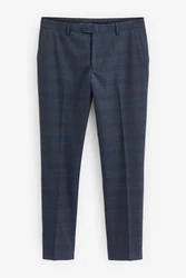 Next Karierter Skinny-Fit-Anzug Hose Dunkelblau/Grau/Hellblau/Blau