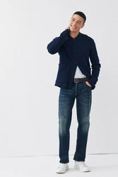 Next Straight-Jeans Authentische Straight Fit Jeans mit Gürtel Blau/Dunkelblau