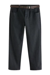 Next Straight-Jeans Authentische Straight Fit Jeans mit Gürtel Dunkelblau/Blau/Hellblau